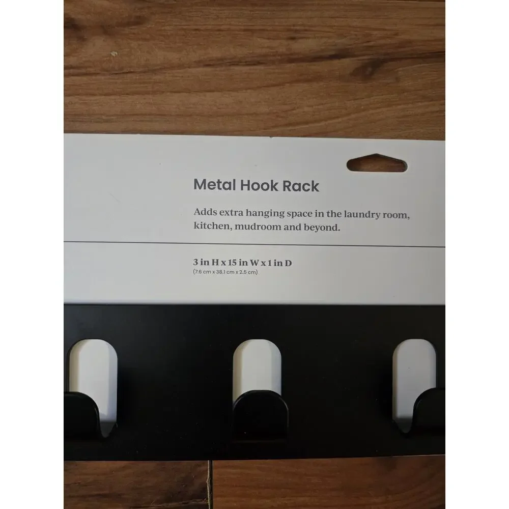 Black Bathroom Towel Coat Rack with 4 Hooks Wall Mount Matte Black Robe S33